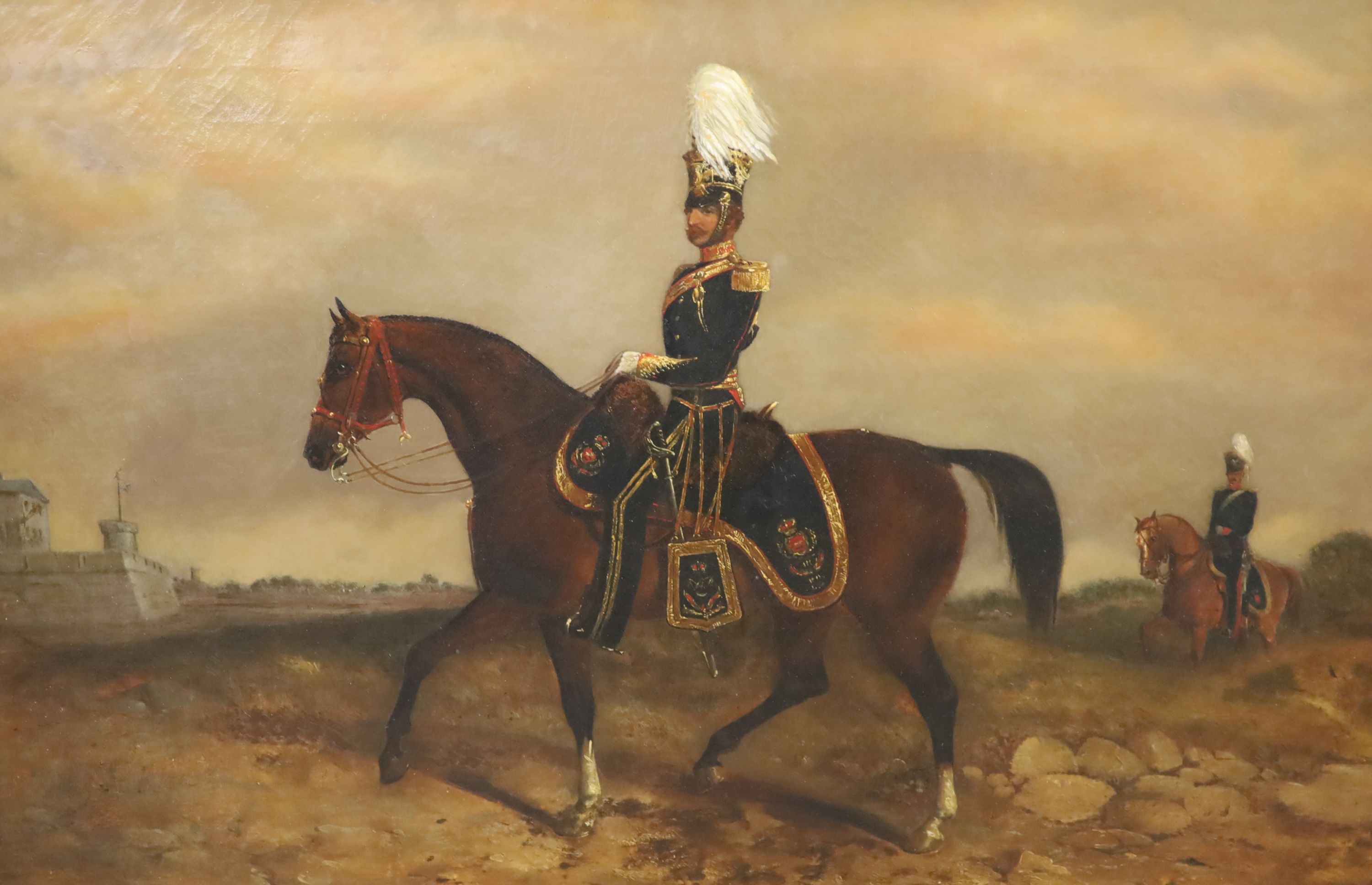 19th century English School, Portrait of Major John Hale Bagden-Hale (1808-1864), Oil on canvas, 50 x 75 cm.